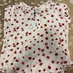 41 Hawthorn Ivory Blouse with Red Floral Design